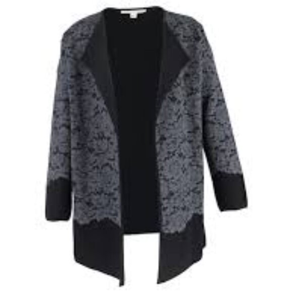 Diane Von Furstenberg Sweaters - Diane von Furstenberg Jeraldine Lace Paneled Coat in Gray Merino Wool